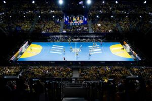 Temporäre Handball-WM-Arena von Nüssli (Fotos: Stockholm Live, Gustaf Johansson)