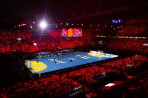 Temporäre Handball-WM-Arena von Nüssli (Fotos: Stockholm Live, Gustaf Johansson)