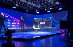 DAZN nutzt briX|woRk.studio für das Champions League-Finale Champions League-Show im briX|woRk.studio (Foto: Plazamedia)