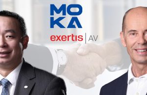 Exertis AV wird neuer Distributor für Moka Technology Laurence Liang und Carsten Steinecker (von links, Foto: Exertis AV)