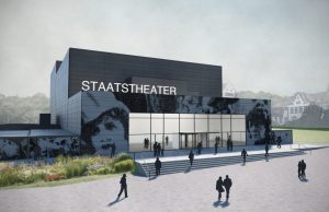 Nüssli baut Interimsspielstätte des Staatstheaters Kassel Visualisierung der Interimsspielstätte des Staatstheaters Kassel (Foto: Stadt Kassel/GWG)