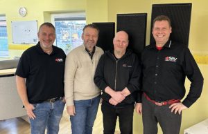 Neuer Exklusivvertrieb für Voice-Acoustic in Norwegen Jürgen Bachthaler, Morten Egil Paulsen, Harald Hole und Stefan Rast (von links, Foto: SRV Distribution)
