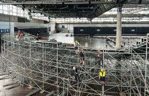 Fairnet macht die Leipziger Messe zur Sportarena Aufbau in Halle:Eins (Foto: Leipziger Messe)