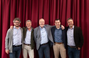 Broadcast Solutions erweitert Geschäftsführung Wladislaw Grabowski (COO), Rainer Kampe (CTO), Stefan Breder (Co-CEO), Maximilian Breder (Co-CEO) und Zlatan Gavran (COO) (von links, Foto: Broadcast Solutions)