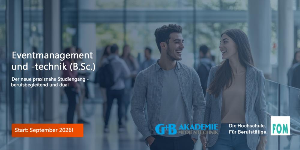 Neuer Bachelor-Studiengang Eventmanagement und -technik (Grafik: Gahrens + Battermann) Neuer Bachelor-Studiengang Eventmanagement und -technik (Grafik: Gahrens + Battermann)