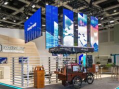 Isingermerz setzt im Messebau auf LED-Mesh-Panels LED-Mesh-Panels - Messestand Intersystems - Messebau Isingermerz (Foto: Isinger + Merz GmbH)