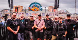 Simon Jermer – Head of Sound, Sebastian Mill – FoH Engineer, Felix Hahn – PA Tech, Marvin Wolf – FoH Engineer, Jan Flerlage – Head of Sound, Matthias Pelz – System Engineer, Katrin Wolfering – Audio Tech, Merlijn van Veen – Technical Support and Education Specialist (von links, Foto: Julian Hunke)